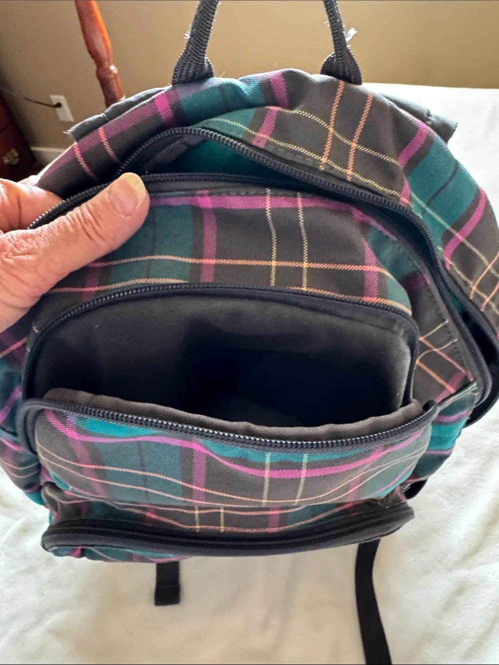 Dakine Teal & Purple Plaid Backpack for Women